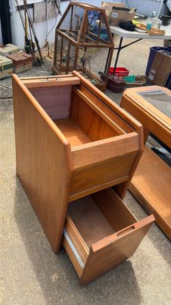 Oak roll top cabinet