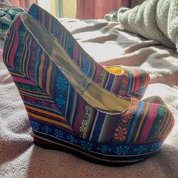 Multicolor Platform Wedge