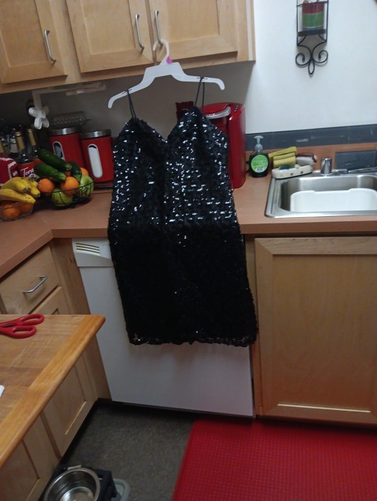 Black Sequins  Cocktail Dress