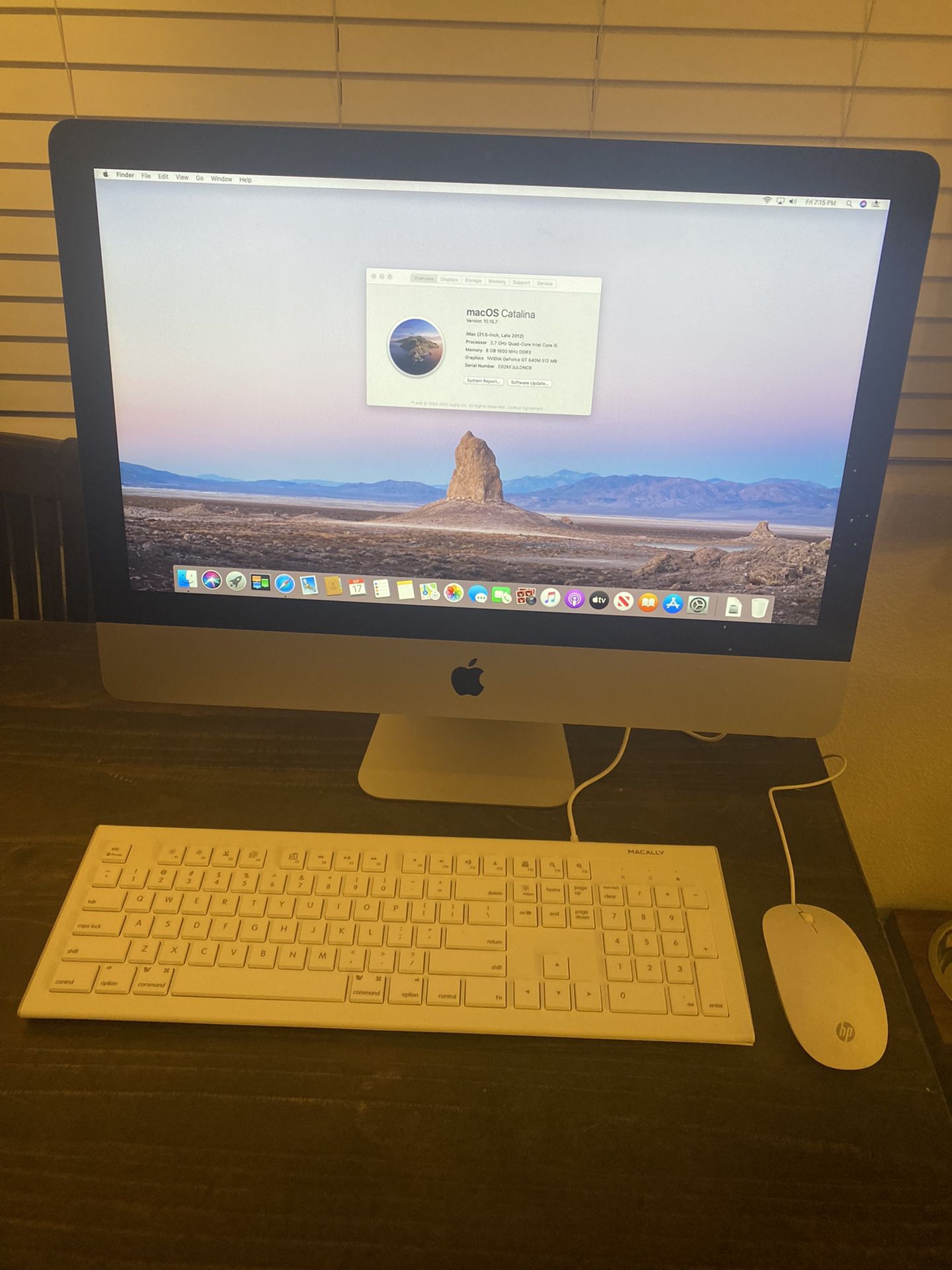 Apple iMac 2012 All In One 21.5” Screen 1tb Hdd 8gb Ram Wired Keyboard And Mouse
