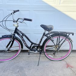 Schwinn Riverside Women’s Cruiser Bike Bicycles – 7 Speed, Pink & Black