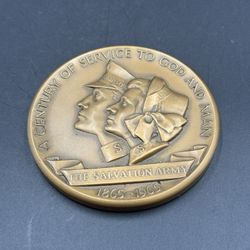 Vintage Salvation Army Bronze Medal Coin Paperweight