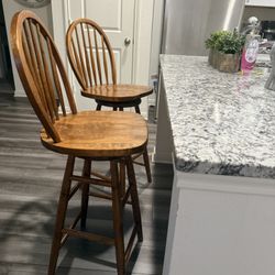 Pair of Wooden Bar Stools – 45” High