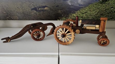 Tractor Collectible Made Out Of Wood (Cherry And Walnut)