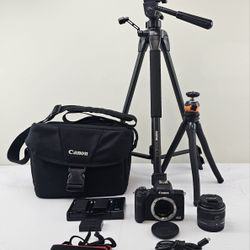 Canon EOS M50 Mark II Kit 15-45mm IS Lens Tripod Batteries Bag