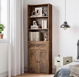 6-Tier Tall Bookshelf with Doors