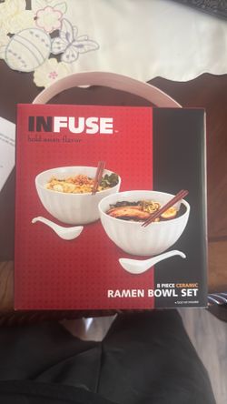 INFUSE 8 peice ceramic ramen bowl set