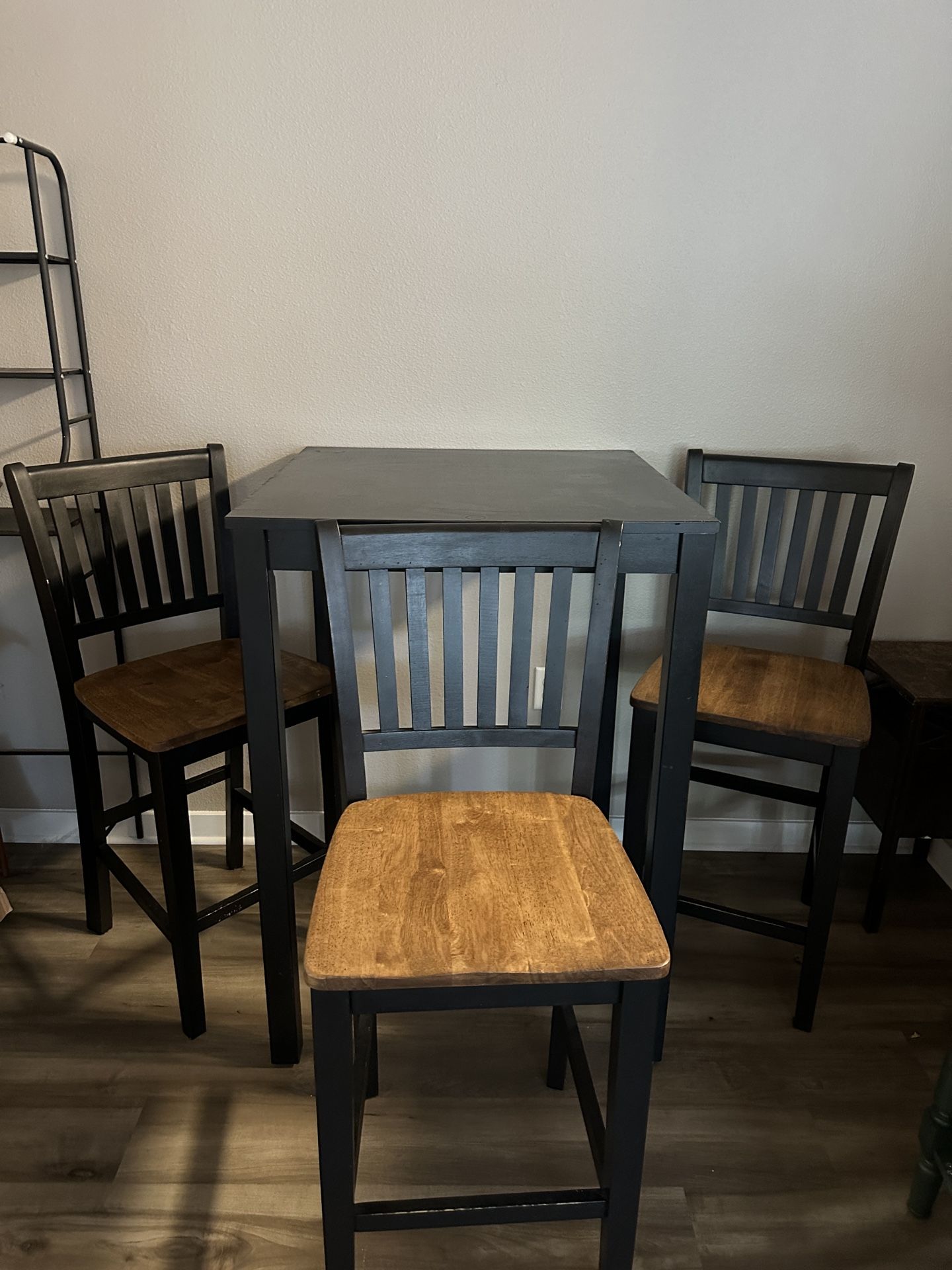Tall Black Dining Table With Three Chairs