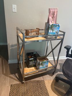 2-Tier Metal and Wood Bar Cart