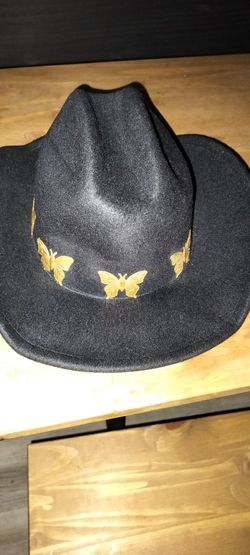 Black with butterflies cowgirl hat