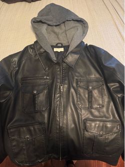 Black Leather Hoodie