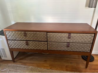 Wooden Rattan dresser with 4 drawers