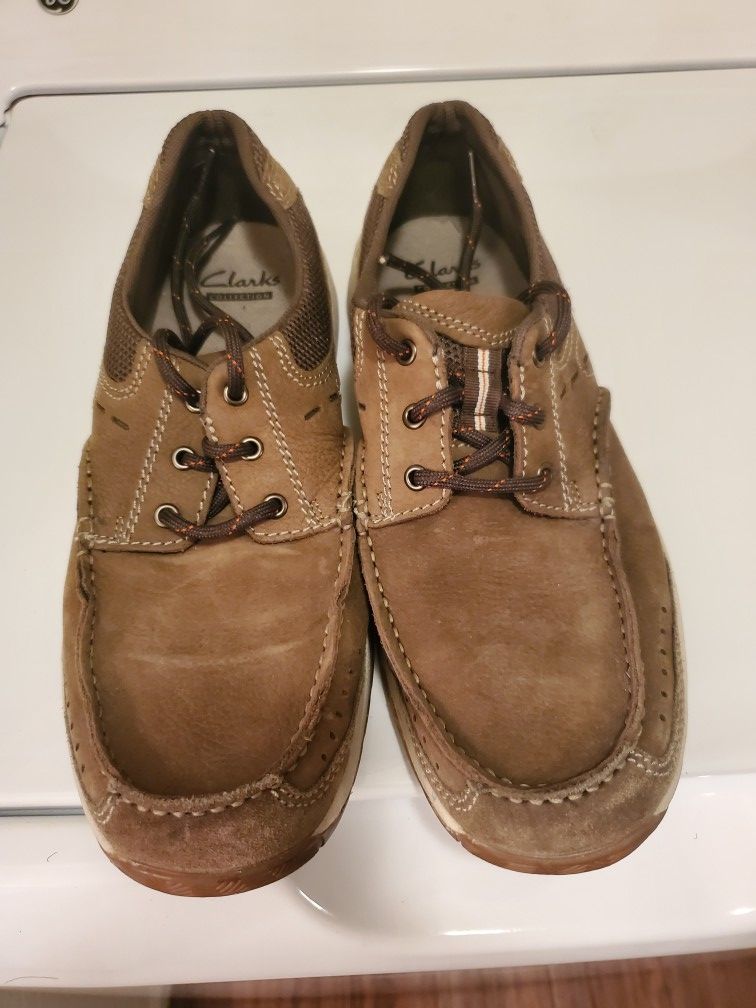 Clark's Mens Brown Leather Soft Cushion Ortholite Size 9.5 Shoes