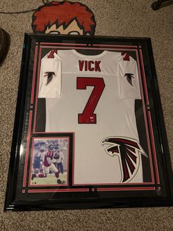 Signed Michael Vick Framed Falcons Jersey w/ COA - Need Gone Today