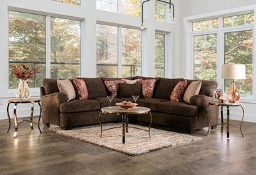 Dark Brown/Rust Chenille Sectional