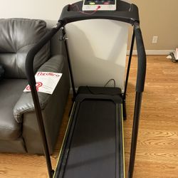 Foldable walking treadmill with handrails for support