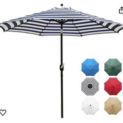 SunnyGlade 9’ Blue & White Outdoor Patio Umbrella