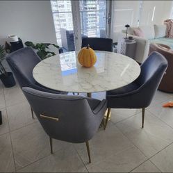 48" Sintered Stone Top Dining Table And Chairs