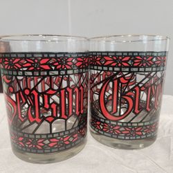 Vintage Houze "Season's Greetings" glasses- grey trim