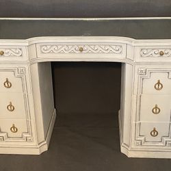 Antique White Mirror Top Vanity Table Console 