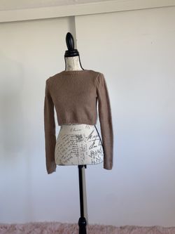 Brown Long Sleeve Crop Top 