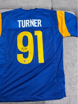 Kobie Turner Signed Autograph Cream Color Custom Jersey - Beckett Coa - LA Rams