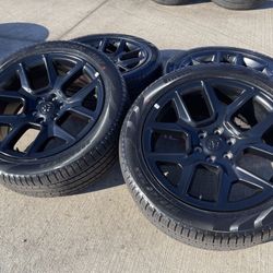 22" Dodge Ram 1500 OEM LIMITED Laramie wheels rims black PIRELLI NEW
