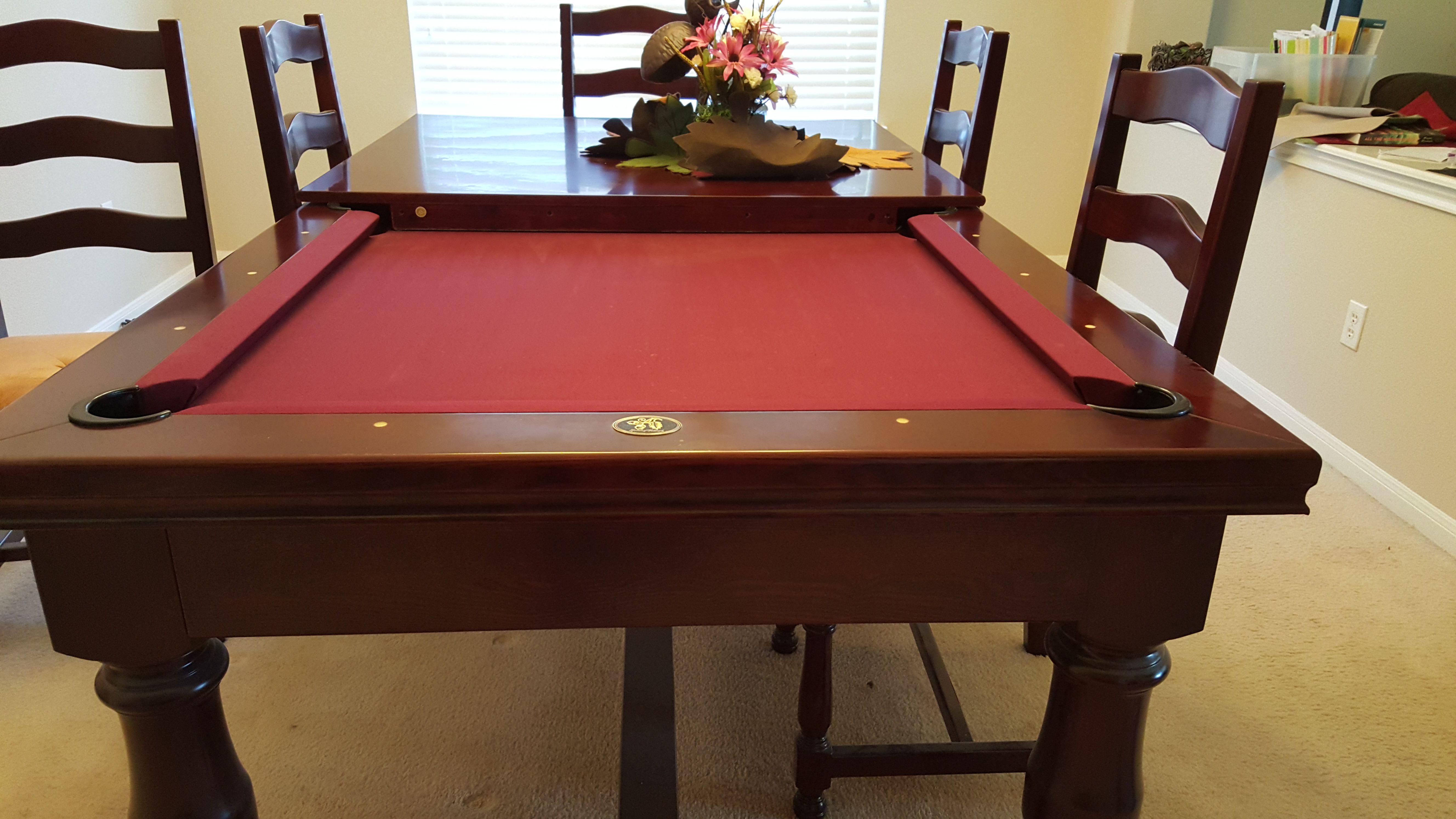 7ft slate pool table/ dining room table w/ chairs