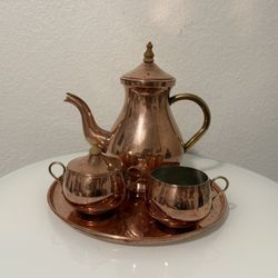 Solid Copper Tea Set ODI Portugal Vintage 