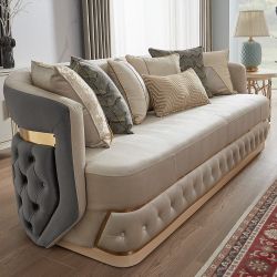 Signature Royale Light & Dark Grey Loveseat / HD-L9008