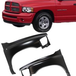 New Front Fenders For Dodge Ram Fits 2002 to 2005 They Come Black Primed Ready To Paint