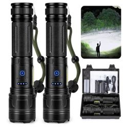 Paquete de 2 linternas recargables, linterna LED. 2-Pack Rechargeable Flashlights, LED Flashlight.