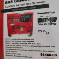 Tri Fuel Commercial Grade Generator