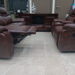*Holiday Sale Event!!!*---Charming Santiago Brown Leather Reclining Sofa/Loveseat Sets---Delivery And Financing Available😉