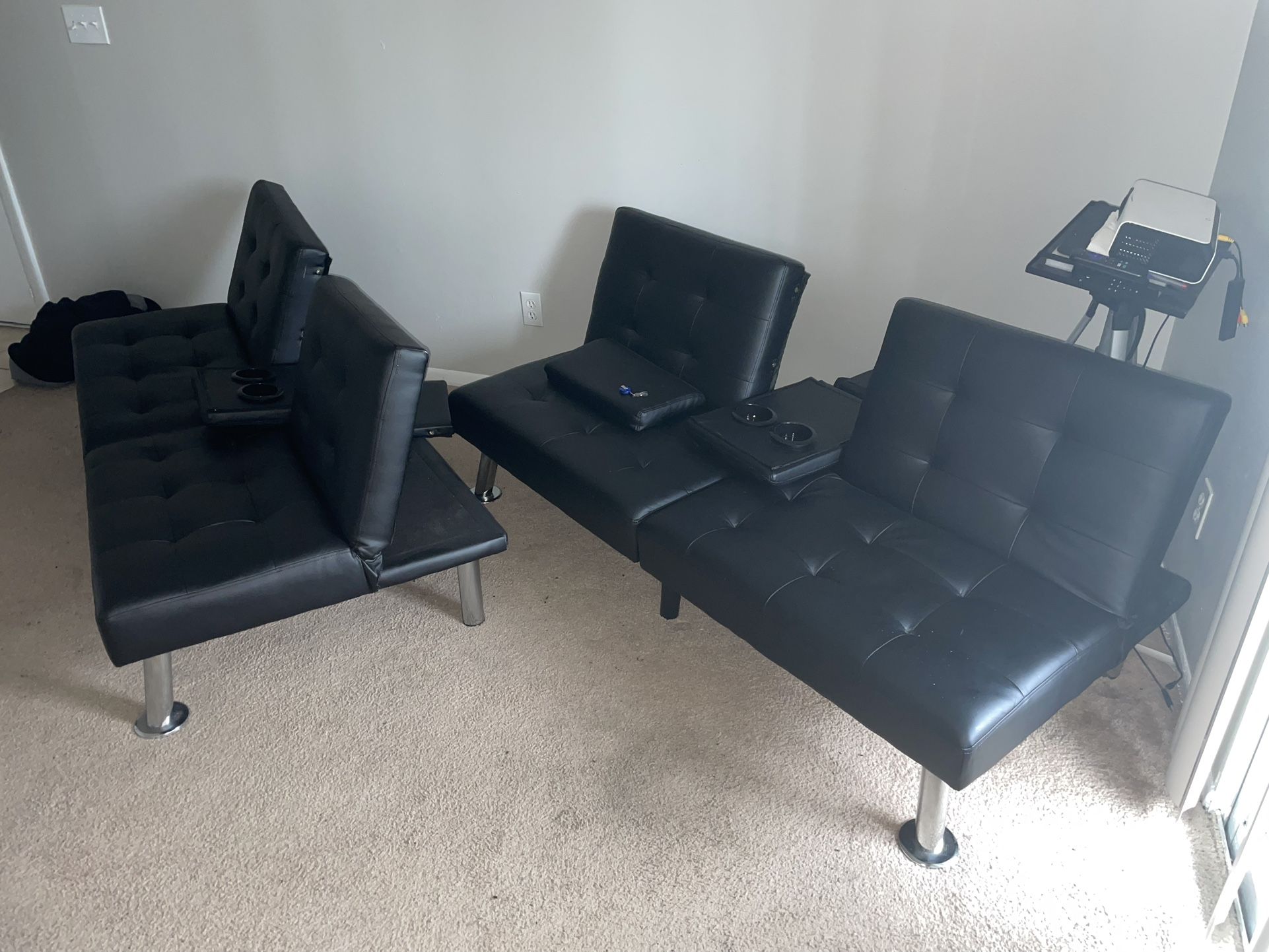 2 Leather Futons Twin Beds