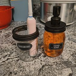 Glass Toothbrush Holder And Glass Soap Container