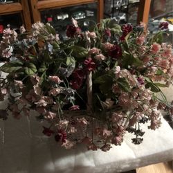 White Wicker Basket Artificial Flowers