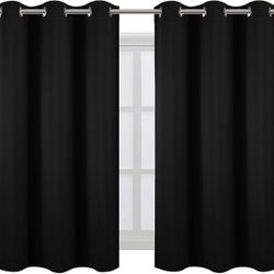 LEMOMO Black Blackout Curtains/38 x 54 Inch/Set of Two Panels Grommet