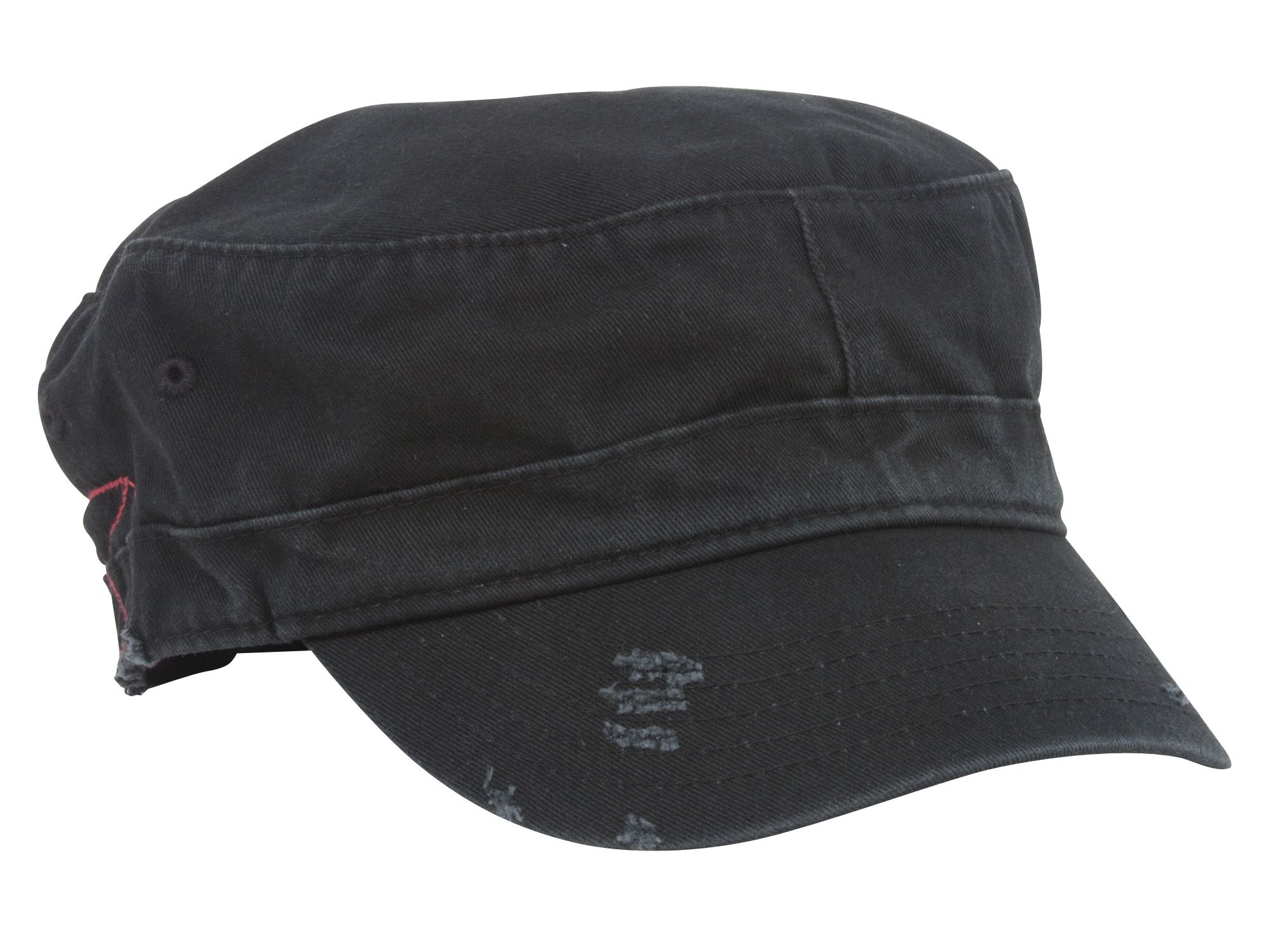 Distressed Washed Cadet Army Cap- Black