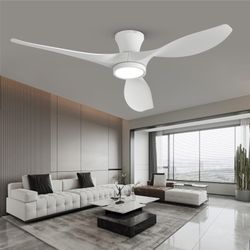 TALOYA 52 inch Ceiling Fans with Lights Remote Control, Modern Low Profile Ceiling Fan with Quiet Reversible DC Motor for Bedroom Living Room