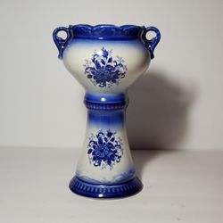 Empress Ironstone Vase Urn Blue Vintage