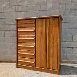 Vintage Oak Dresser Armoire 