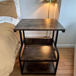 Dark Wood And Metal Side Table