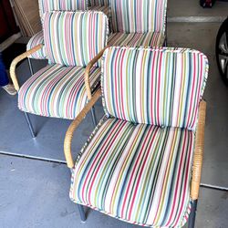 6 1970s Chrome & Wicker Dining Chairs Jack Cartwright Founders 