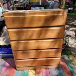 Vintage 5 drawer solid wood dresser