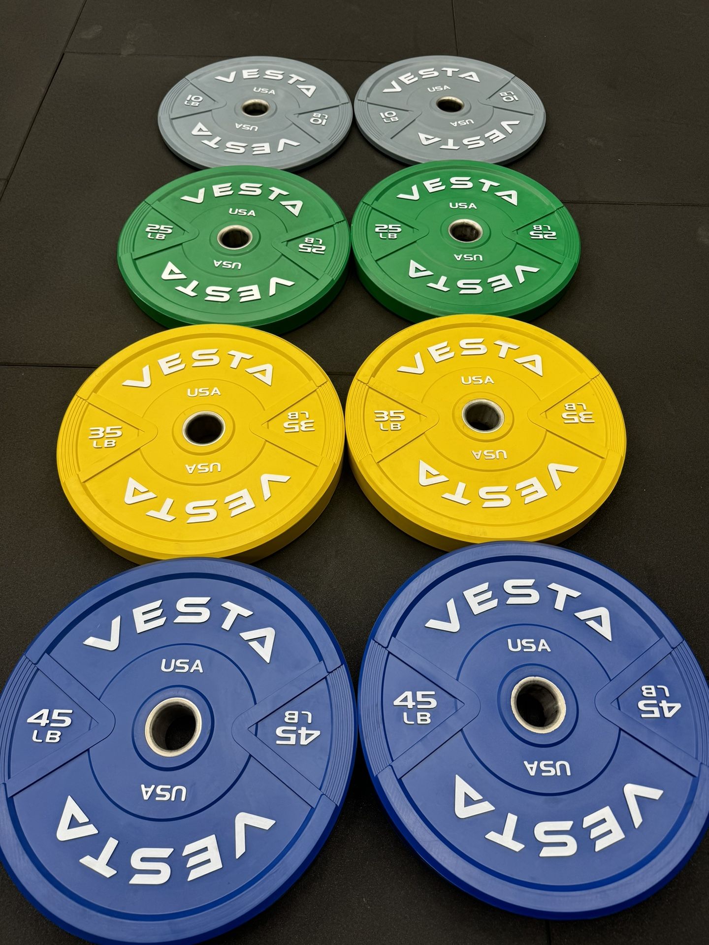Vesta Color Bumper Plates | 230lbs set | Fitness | Gym | Weights | 2inch holes | New in boxes |