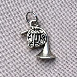 📯 Fun silver tone French horn tuba musical instrument charm pendant