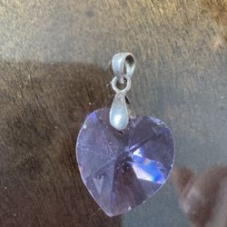 Purple Faceted Heart Crystal Pendant Necklace Love Theme   Made with Swarovski 