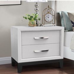 Parrot Uncle Nightstand with Drawers White Modern Wood Night Stand