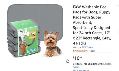 FXW Washable Pee Pads for Dogs, Puppy Pads with Super